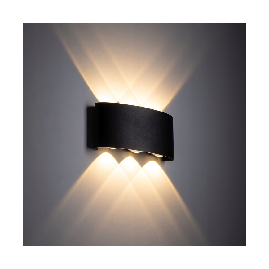 LED vägglampa för utomhusbruk ARROW 6xLED/1W/230V IP54 svart