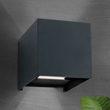 LED vägglampa för utomhusbruk CUBE 2xLED/3W/230V IP54 antracit