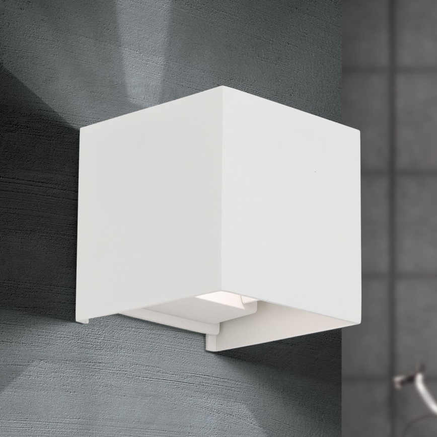 LED vägglampa för utomhusbruk CUBE 2xLED/3W/230V IP54 vit