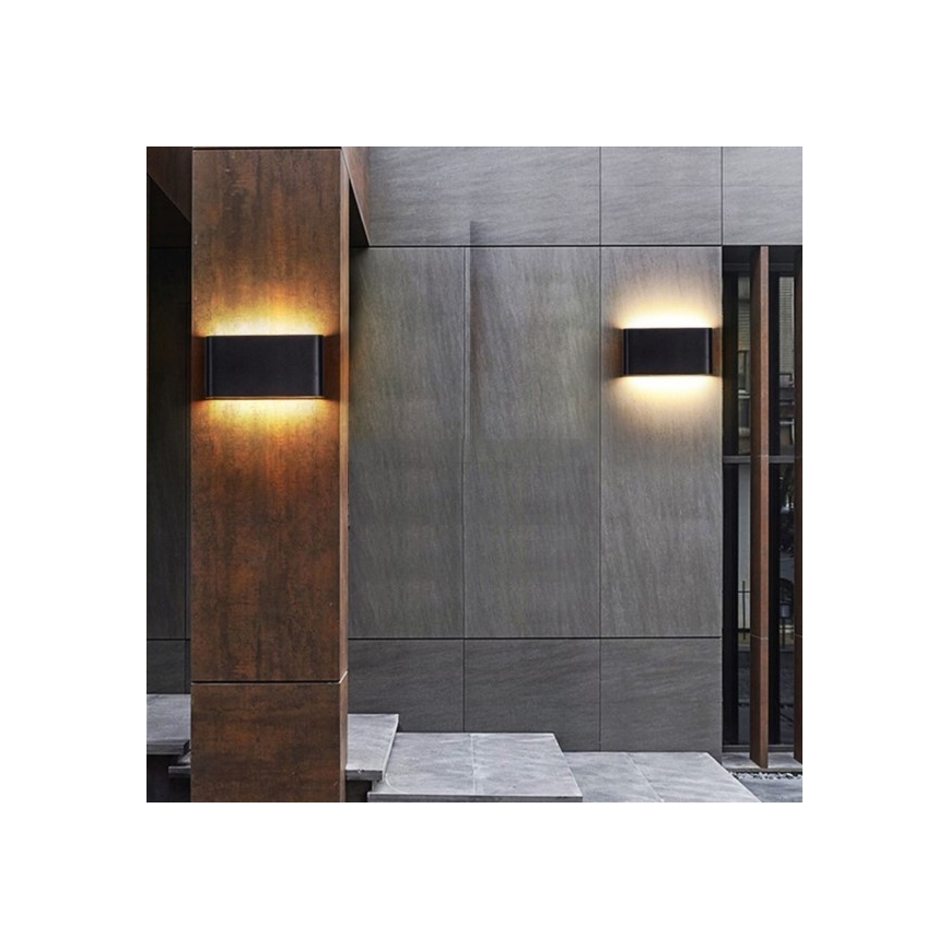 LED vägglampa för utomhusbruk FLOW 2xLED/6W/230V IP54 3000K svart