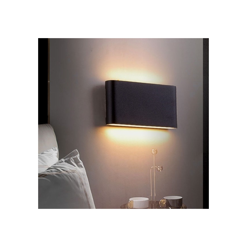 LED vägglampa för utomhusbruk FLOW 2xLED/6W/230V IP54 3000K svart