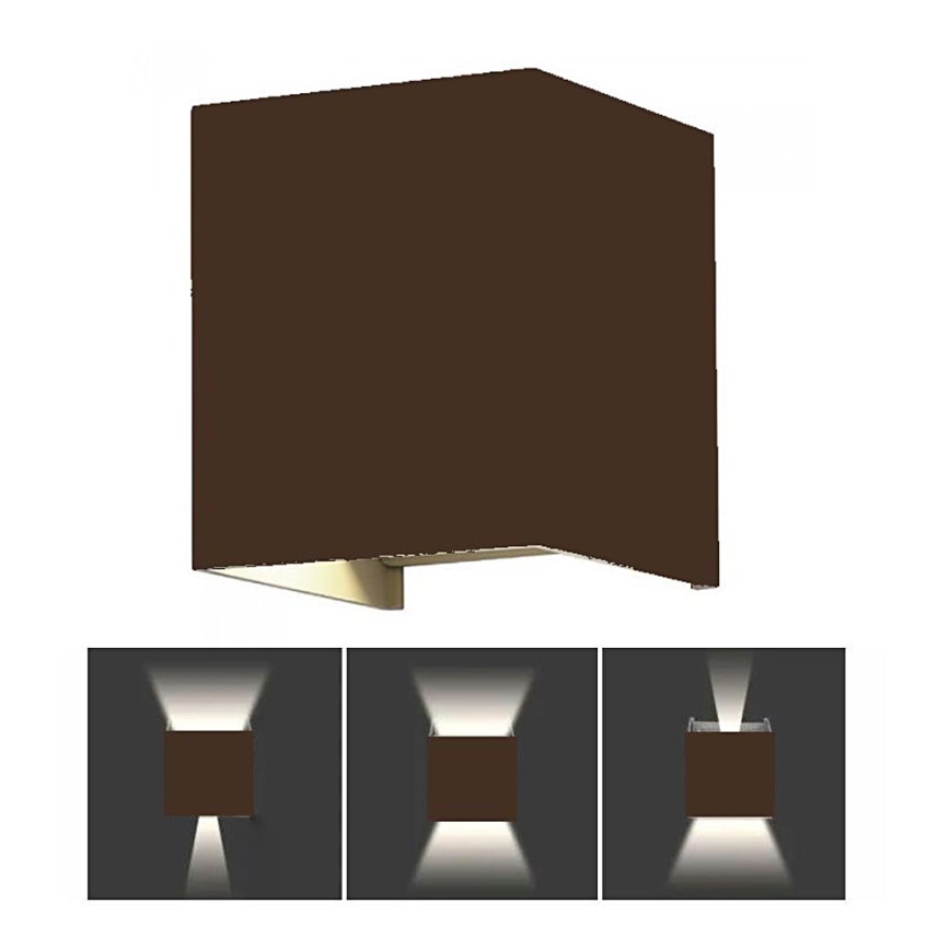 LED vägglampa för utomhusbruk LED/11W/230V 3000K IP65 brun