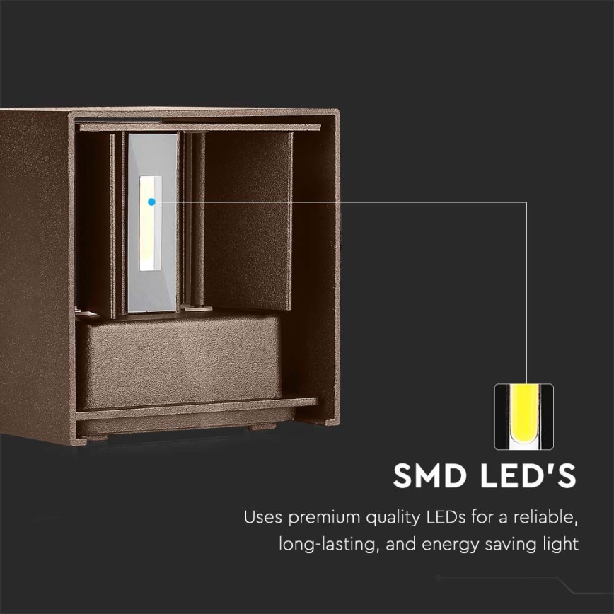 LED vägglampa för utomhusbruk LED/11W/230V 3000K IP65 brun