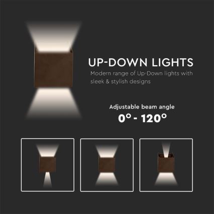 LED vägglampa för utomhusbruk LED/11W/230V 3000K IP65 brun