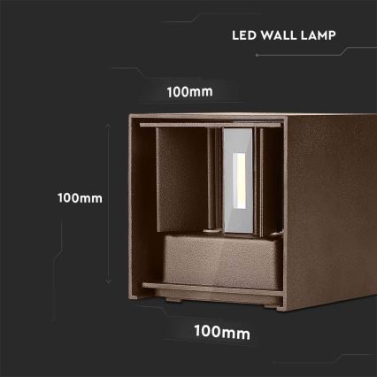 LED vägglampa för utomhusbruk LED/11W/230V 3000K IP65 brun