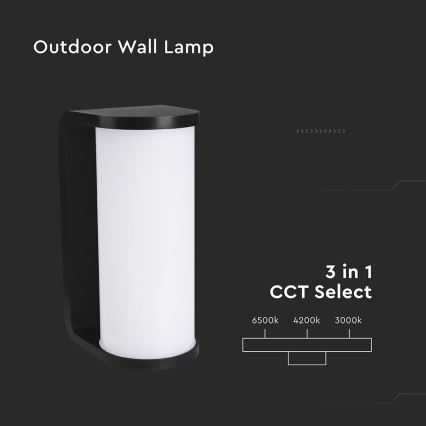 LED vägglampa för utomhusbruk LED/12W/230V 3000/4200/6500K IP65 svart