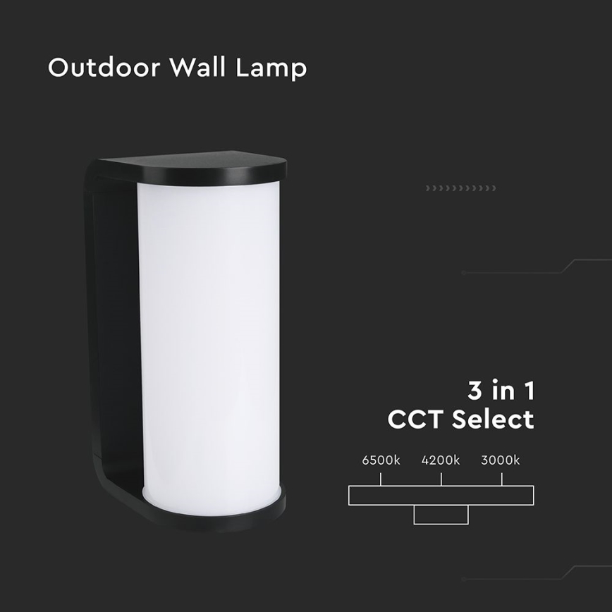 LED vägglampa för utomhusbruk LED/12W/230V 3000/4200/6500K IP65 svart