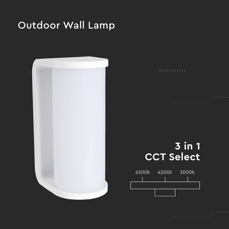 LED vägglampa för utomhusbruk LED/12W/230V 3000/4200/6500K IP65 vit