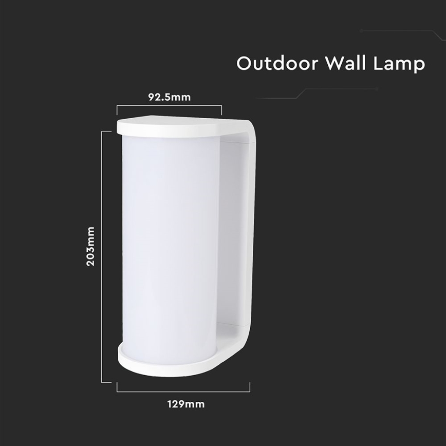 LED vägglampa för utomhusbruk LED/12W/230V 3000/4200/6500K IP65 vit