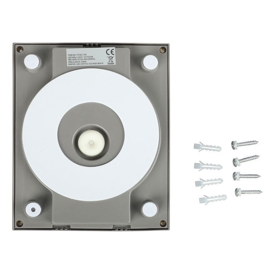 LED vägglampa för utomhusbruk LED/12W/230V 3000K IP65 grå