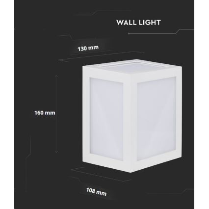 LED vägglampa för utomhusbruk LED/12W/230V 3000K IP65 vit