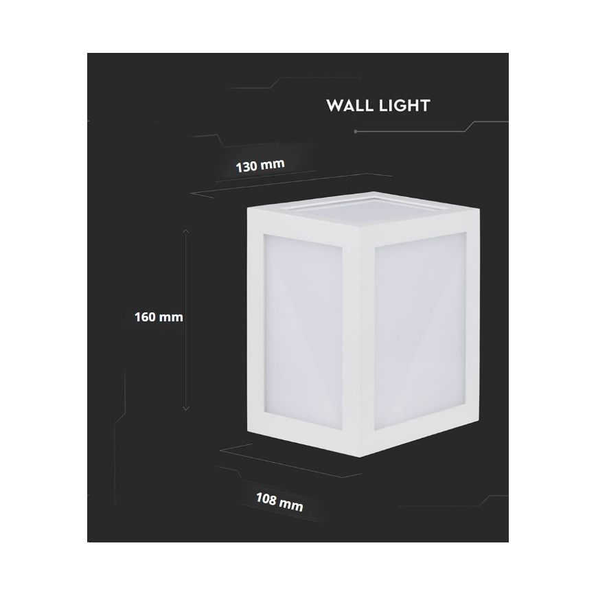 LED vägglampa för utomhusbruk LED/12W/230V 3000K IP65 vit