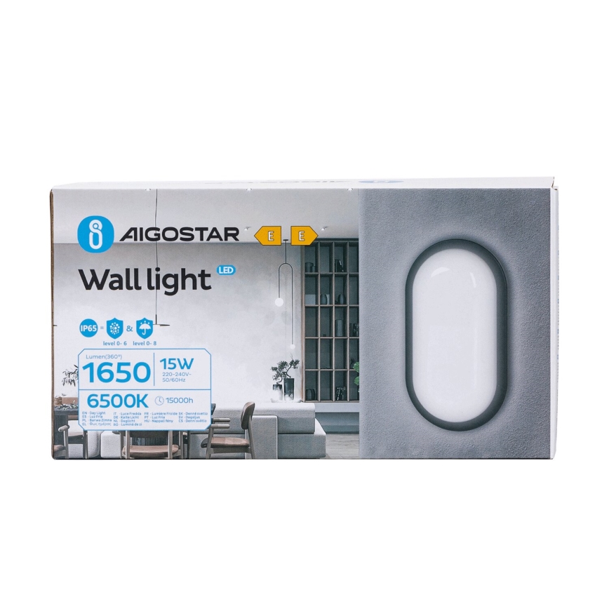 LED vägglampa för utomhusbruk LED/15W/230V 6500K svart IP65