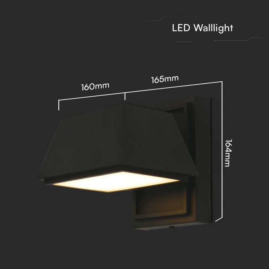 LED vägglampa för utomhusbruk LED/15W/230V IP65 4000K svart