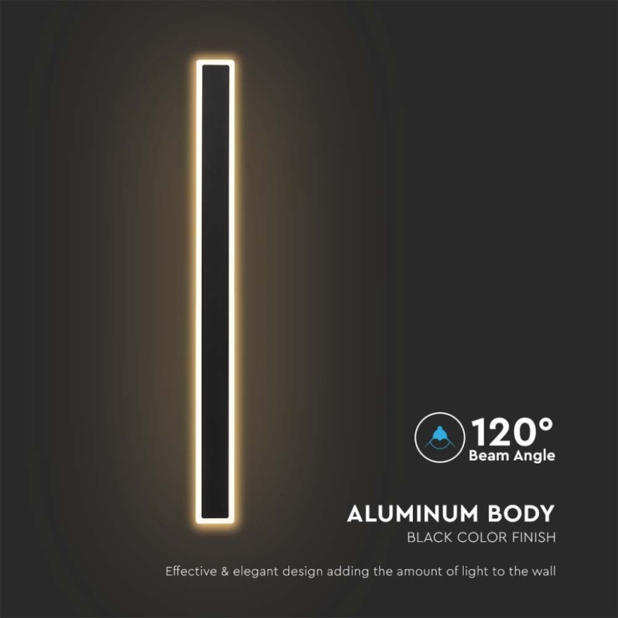 LED vägglampa för utomhusbruk LED/17W/230V 3000K IP65 svart