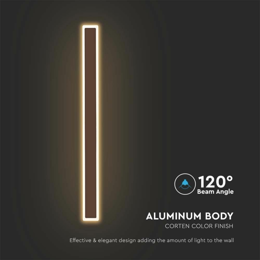 LED vägglampa för utomhusbruk LED/17W/230V 4000K IP65 brun