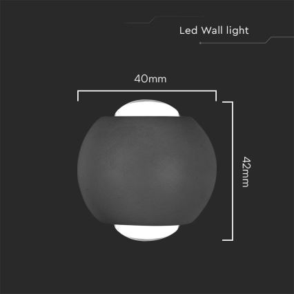 LED vägglampa för utomhusbruk LED/2W/230V 3000K IP54 svart