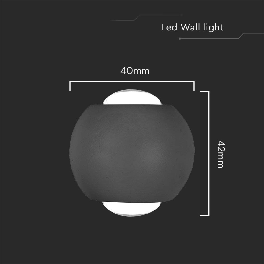 LED vägglampa för utomhusbruk LED/2W/230V 3000K IP54 svart