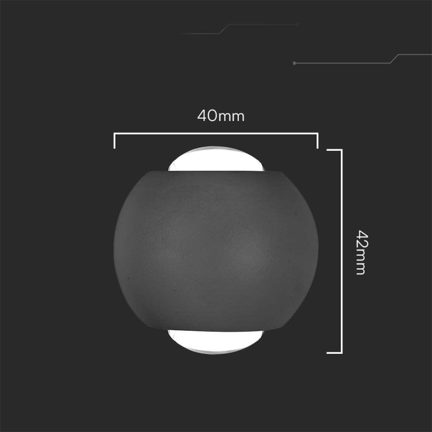 LED vägglampa för utomhusbruk LED/2W/230V 4000K IP54 svart
