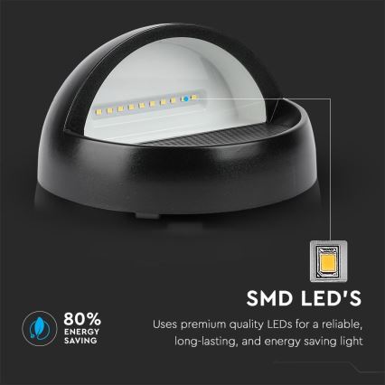 LED vägglampa för utomhusbruk LED/3W/230V 4000K IP65 svart