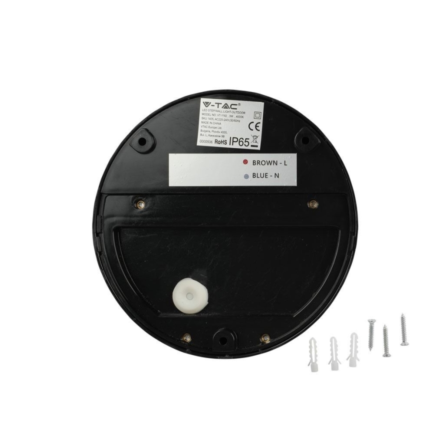 LED vägglampa för utomhusbruk LED/3W/230V 4000K IP65 svart