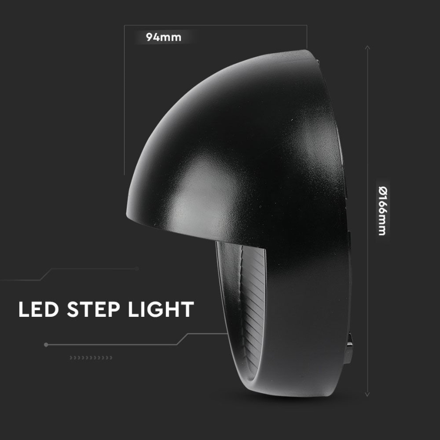LED vägglampa för utomhusbruk LED/3W/230V 4000K IP65 svart