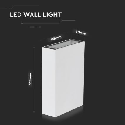 LED vägglampa för utomhusbruk LED/4W/230V 6400K IP65 vit