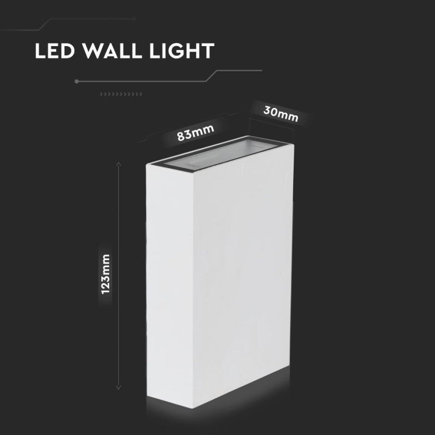 LED vägglampa för utomhusbruk LED/4W/230V 6400K IP65 vit