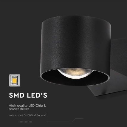LED vägglampa för utomhusbruk LED/5W/230V 3000K IP65 svart