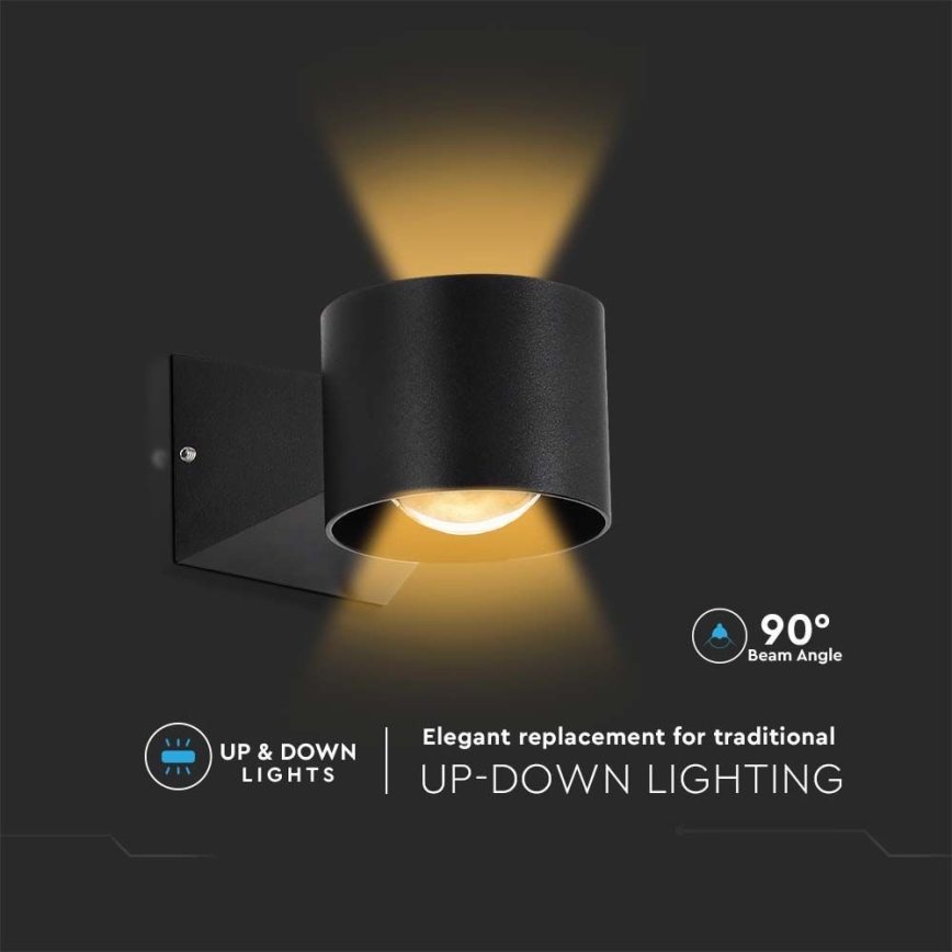 LED vägglampa för utomhusbruk LED/5W/230V 3000K IP65 svart