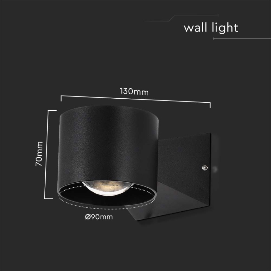 LED vägglampa för utomhusbruk LED/5W/230V 3000K IP65 svart