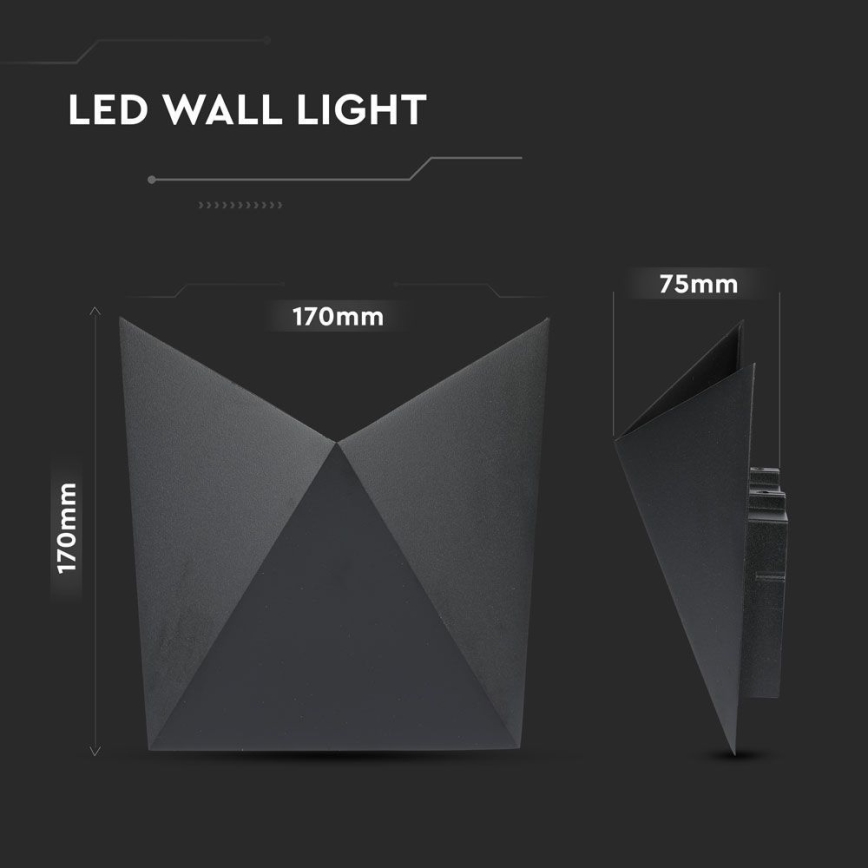 LED vägglampa för utomhusbruk LED/5W/230V 3000K IP65 svart