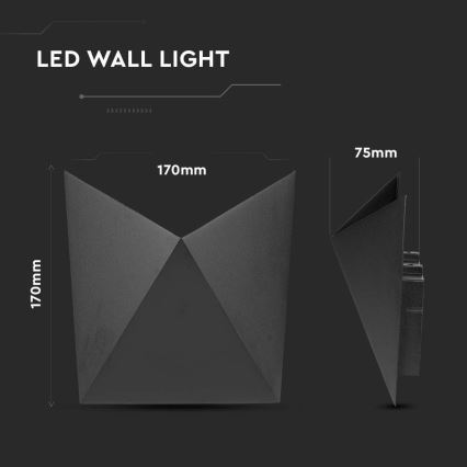 LED vägglampa för utomhusbruk LED/5W/230V 4000K IP65 svart