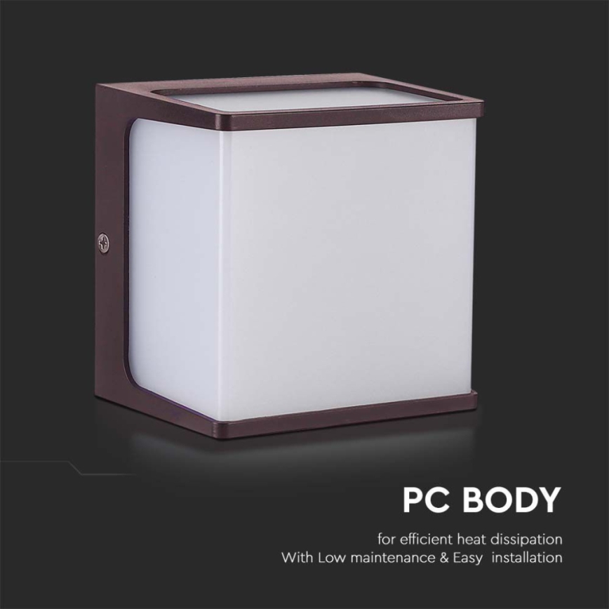 LED vägglampa för utomhusbruk LED/8W/230V IP65 3000K brun