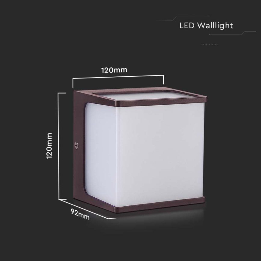 LED vägglampa för utomhusbruk LED/8W/230V IP65 3000K brun