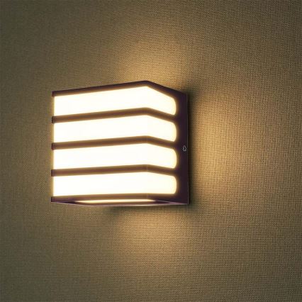 LED vägglampa för utomhusbruk LED/8W/230V IP65 3000K brun