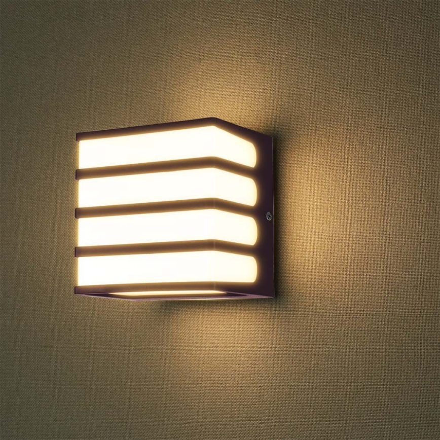 LED vägglampa för utomhusbruk LED/8W/230V IP65 3000K brun