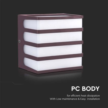 LED vägglampa för utomhusbruk LED/8W/230V IP65 3000K brun