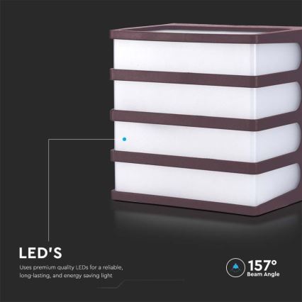 LED vägglampa för utomhusbruk LED/8W/230V IP65 3000K brun