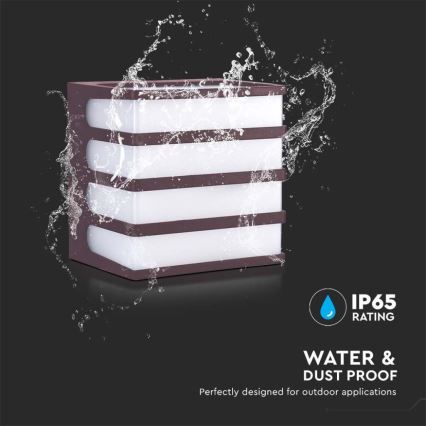 LED vägglampa för utomhusbruk LED/8W/230V IP65 3000K brun