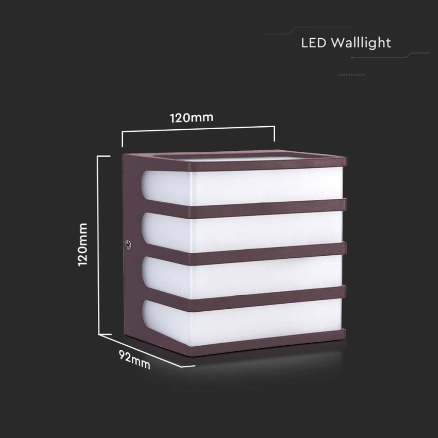 LED vägglampa för utomhusbruk LED/8W/230V IP65 3000K brun