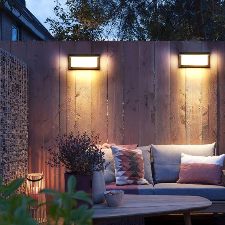 LED vägglampa för utomhusbruk NEELY 1xE27/9W/230V 3000K IP54 antracit