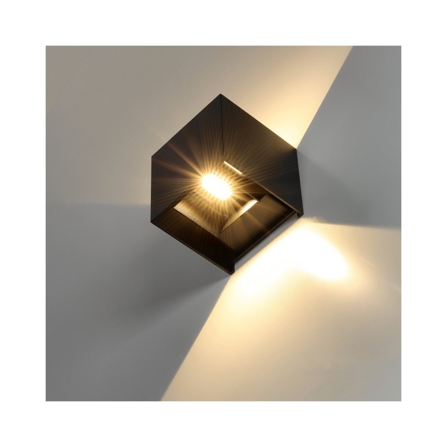 LED vägglampa för utomhusbruk QUERK 2xLED/3W/230V 3000K IP54 svart