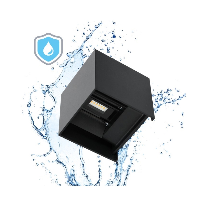 LED vägglampa för utomhusbruk QUERK 2xLED/3W/230V 3000K IP54 svart