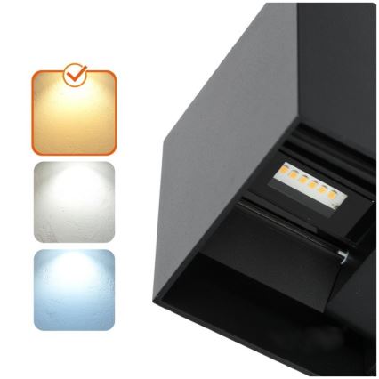 LED vägglampa för utomhusbruk QUERK 2xLED/3W/230V 3000K IP54 svart