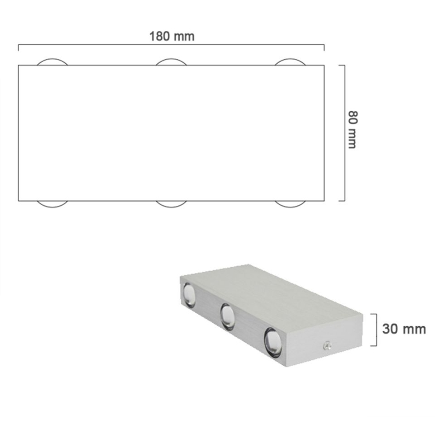 LED vägglampa för utomhusbruk SILBER 6xLED/1W/230V IP54