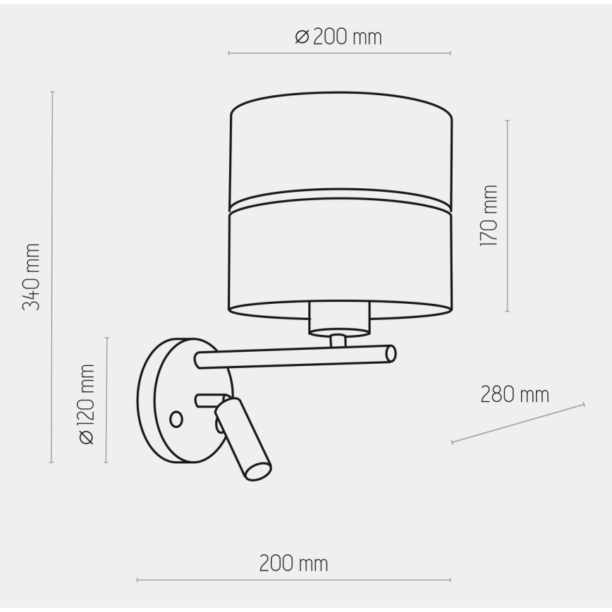 LED vägglampa HILTON 1xE27/15W/230V + LED/3W/230V mässing /svart