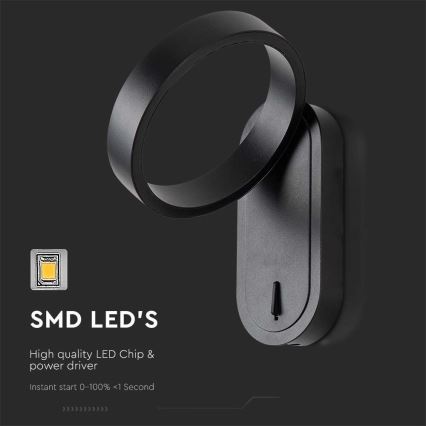 LED Vägglampa LED/5W/230V 3000K/4000K svart