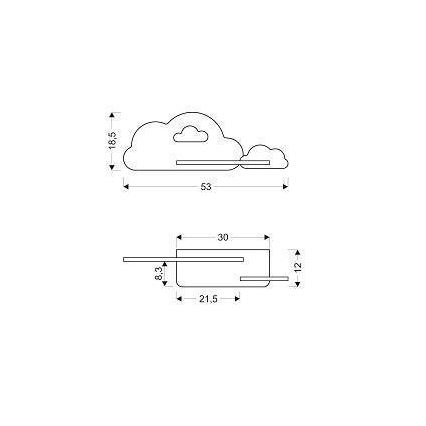 LED vägglampa med hylla för barn CLOUD LED/5W/230V rosa/vit