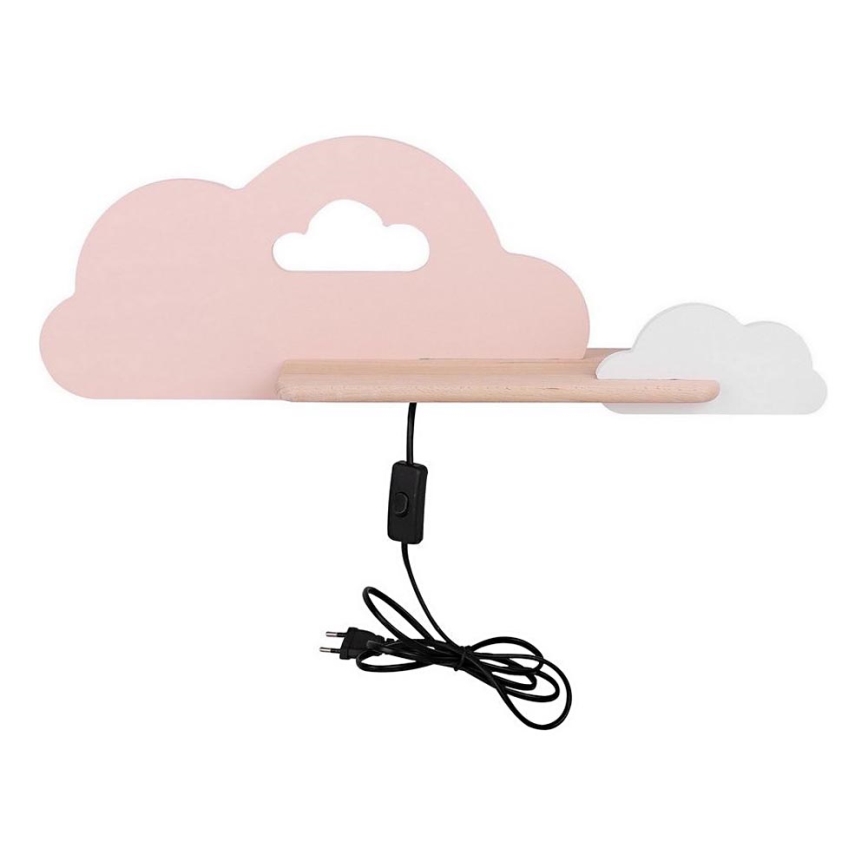 LED vägglampa med hylla för barn CLOUD LED/5W/230V rosa/vit